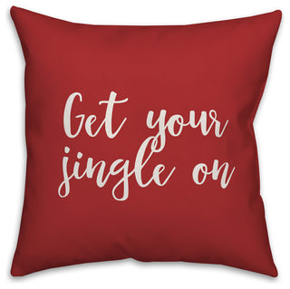 Get Your Jingle On, Red 18x18 Throw Pillow