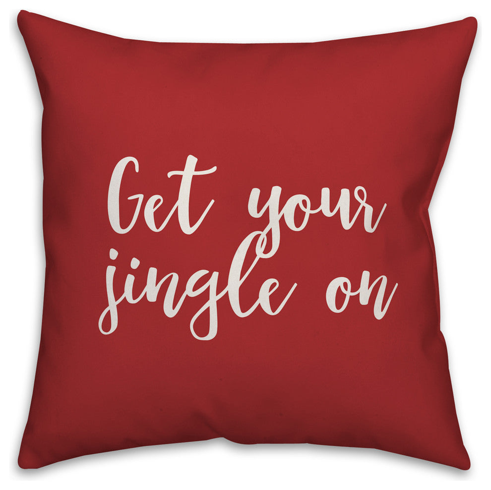 Get Your Jingle On, Red 18x18 Throw Pillow
