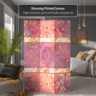 6' Tall Double Sided Vintage Emblem Canvas Room Divider