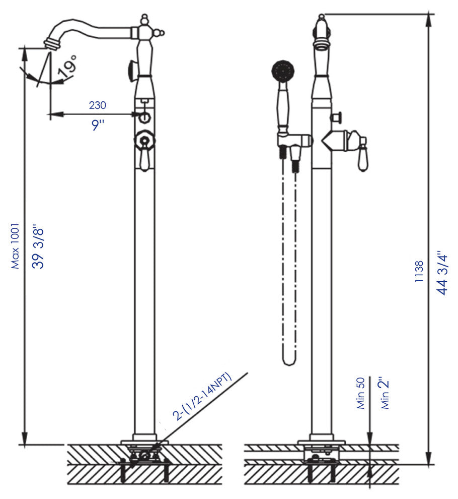 ALFI brand AB2553-PC Polished Chrome Free Standing Bath Tub Filler