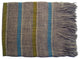 Wool Throw Blanket, Blue and Lime Stripes