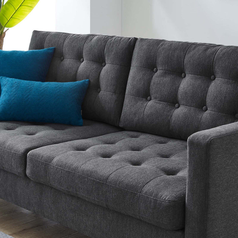 Exalt Tufted Fabric Sofa - Charcoal EEI-4445-CHA
