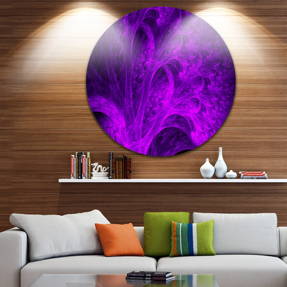 Bright Purple Magical Fractal Forest, Abstract Round Wall Art, 11"