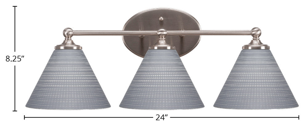 Capri 3-Light Bath Bar, Brushed Nickel/Gray Matrix