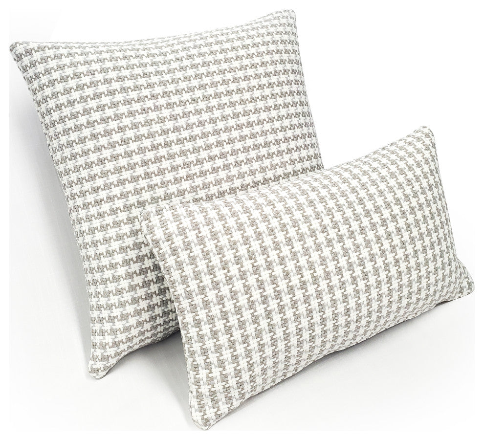 Coco Jicama Houndstooth Outdoor Throw Pillow 12x19