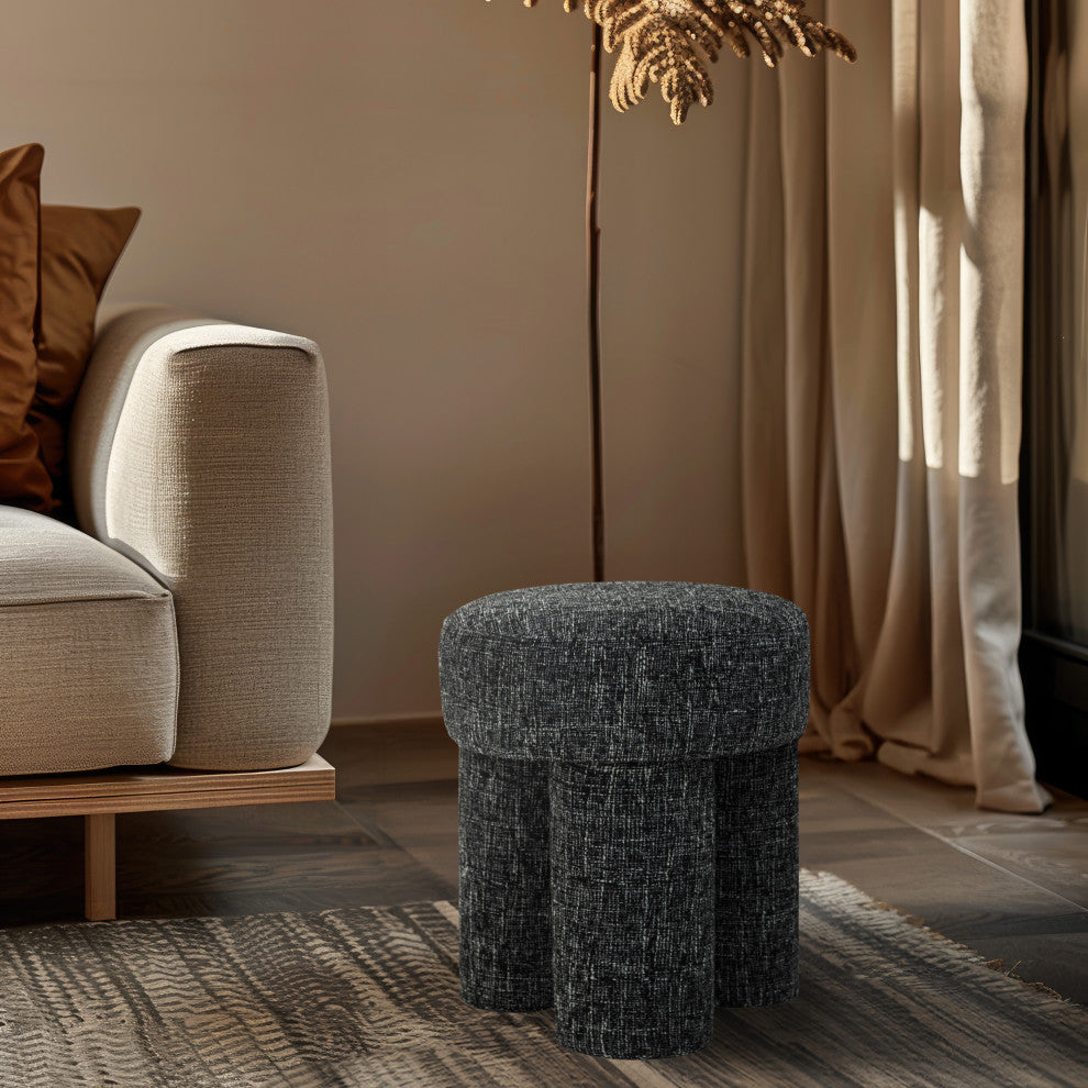 Larson Polyester Upholstered Ottoman/Stool, Black