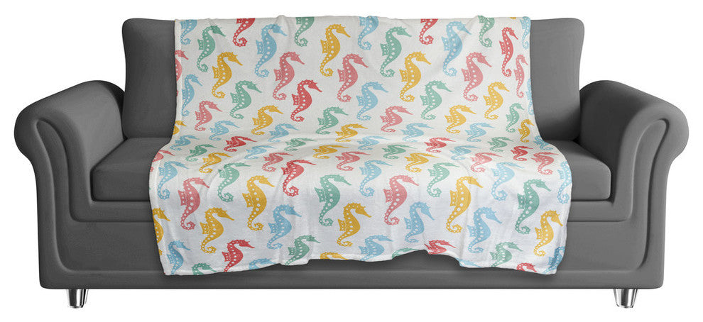 Colorful Seahorses 50x60 Coral Fleece Blanket