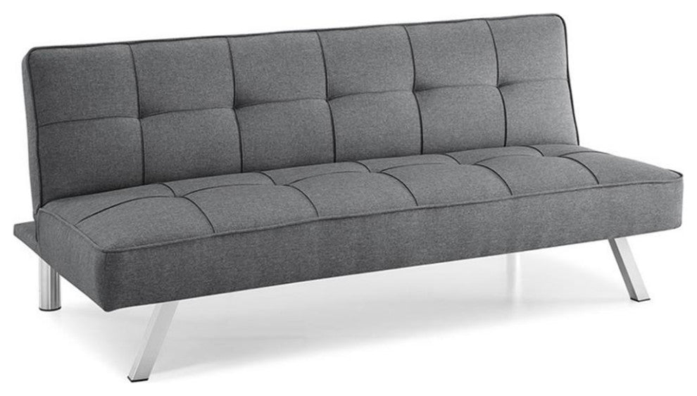 Serta Carson Tufted Sleeper Sofa in Charcoal Gray Fabric Upholstery