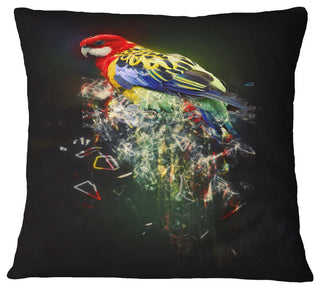 Fantasy Parrot On Branch Animal Throw Pillow, 16"x16"