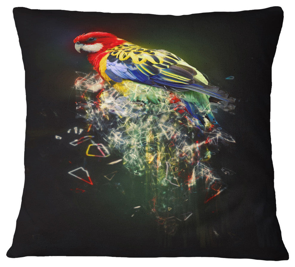 Fantasy Parrot On Branch Animal Throw Pillow, 16"x16"