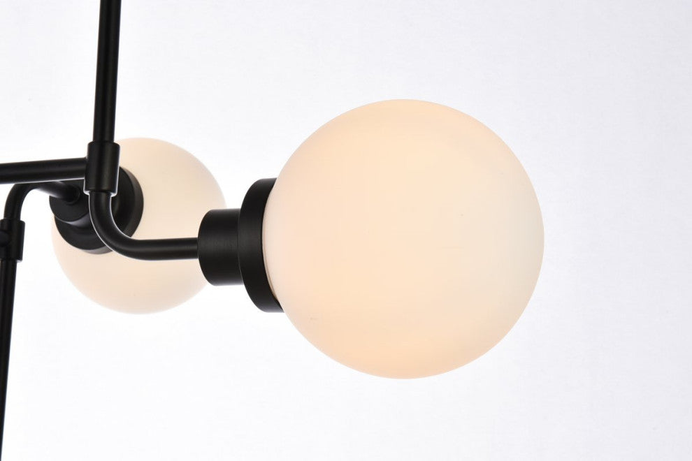 Helen 8-Light Pendant, Black With Frosted Shade