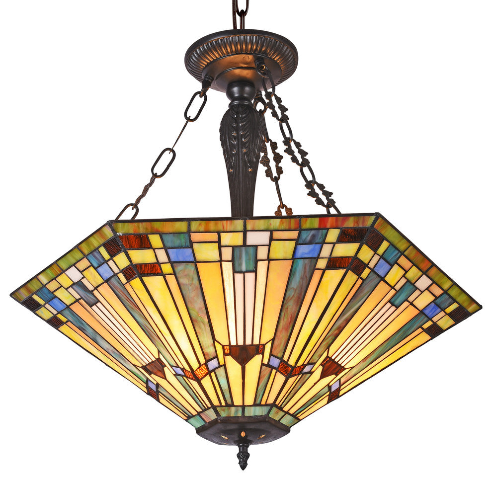 Kinsey 3-Light Mission Large Inverted Ceiling Pendant 24"
