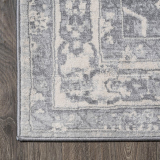 Modern Persian Medallion Light Gray/Ivory 5' Round Area Rug