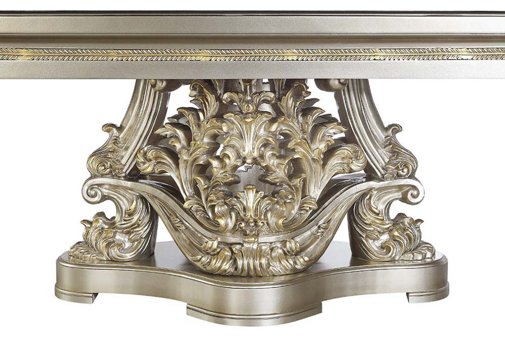 Acme Danae Dining Table Champagne and Gold Finish