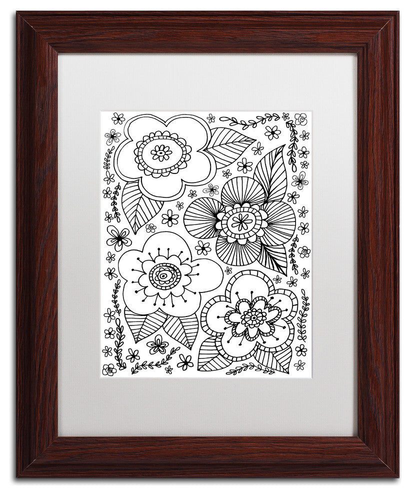Elizabeth Caldwell 'Big Blooms' Art, Wood Frame, White Mat, 11x14