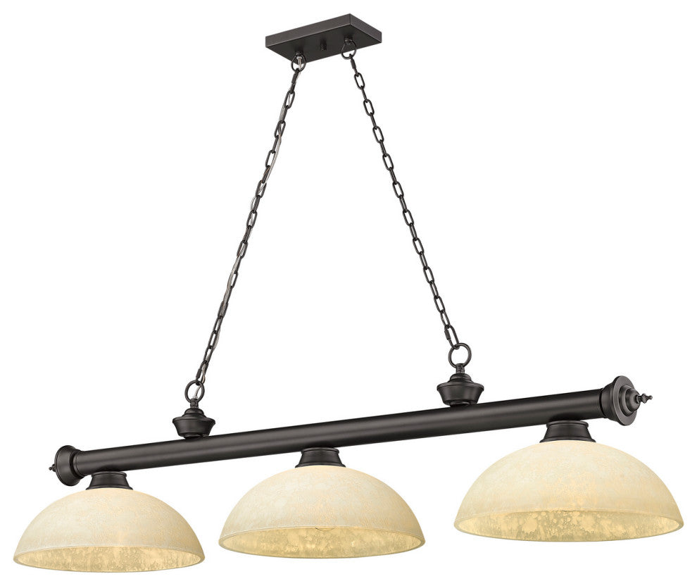 Zlite 2306-3BRZ-DGM14 3-Light Billiard, Golden Mottle