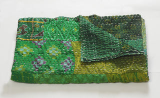 Peacock Kantha Throw Blanket