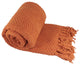 Tweed Knitted Throw Blanket, Rust, 50"x60"