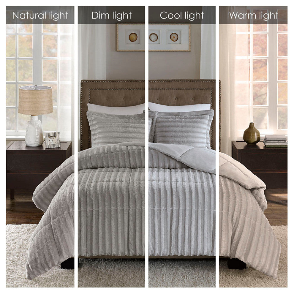 Madison Park Duke Dux Faux Fur 3-Piece Comforter Mini Set