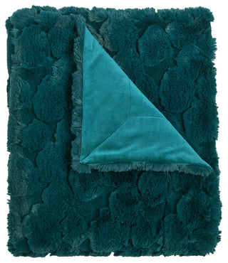 Cloud Carved Faux Fur Throw Blanket, Teal