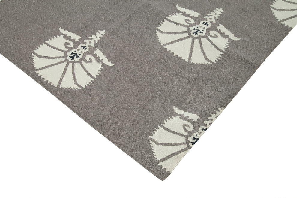 Rug N Carpet - Handmade Wool 8' 3'' x 9' 9'' Flatweave Dhurrie Kilim Rug