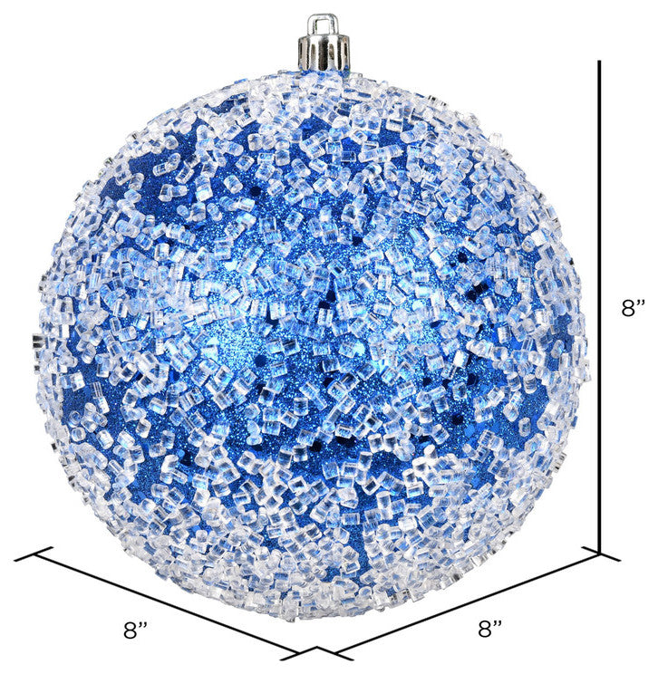 Vickerman N190402D 8" Blue Glitter Hail Ball Ornament