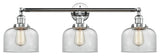 Large Bell 3-Light Bath Fixture, Clear Glass, Polished Chrome