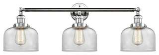 Large Bell 3-Light Bath Fixture, Clear Glass, Polished Chrome
