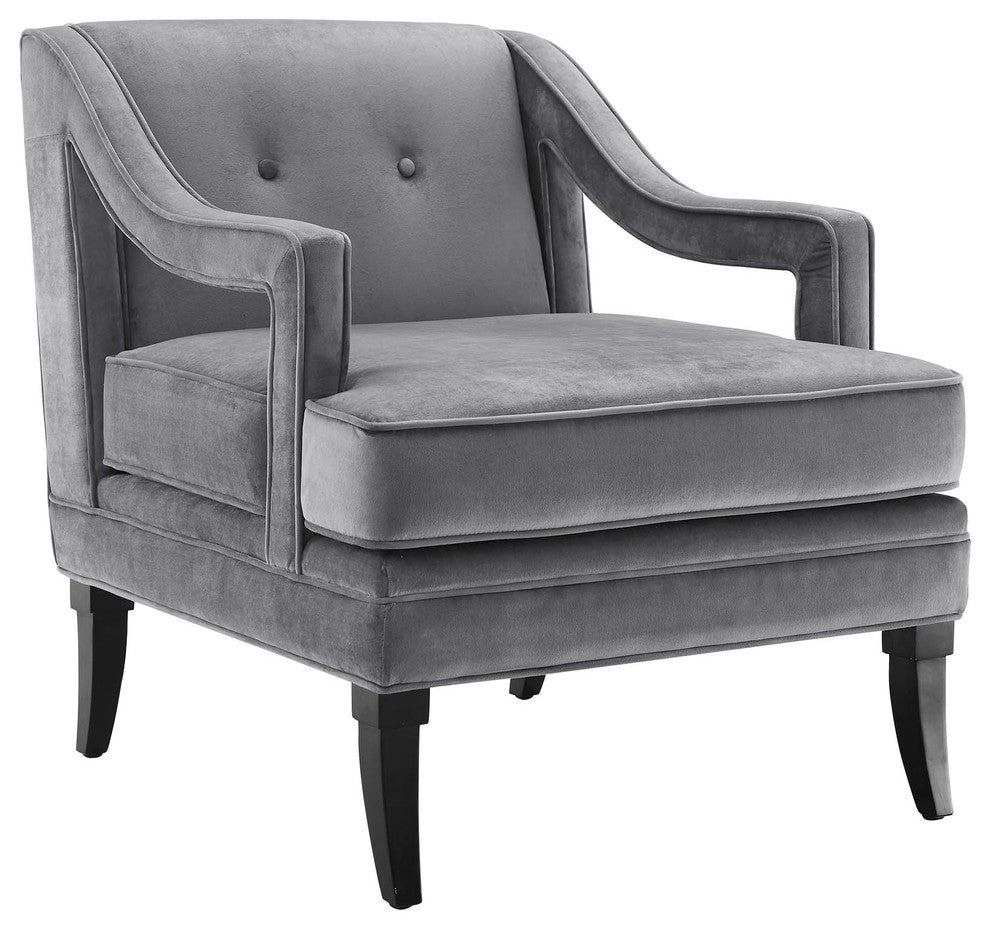 Concur Button Tufted Upholstered Velvet Armchair