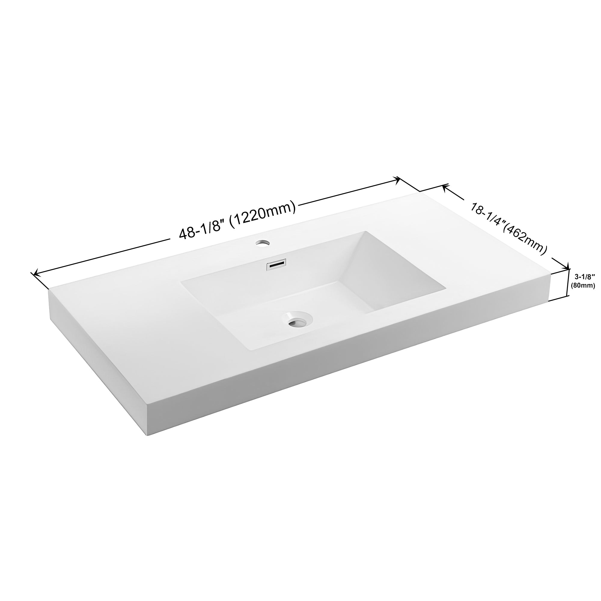 Dowell 18" FTB Resin Bathroom Vanity Basin, White, 48wx18dx6h Single