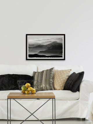 "Foggy Mountain Range" Framed Painting Print, 18x12