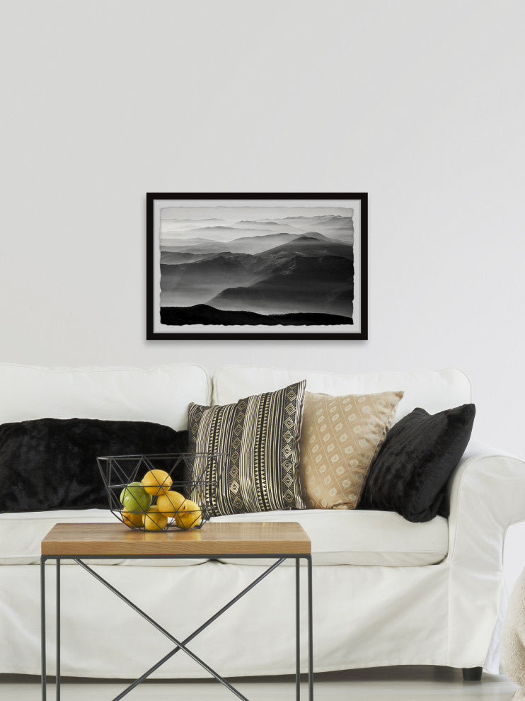 "Foggy Mountain Range" Framed Painting Print, 18x12