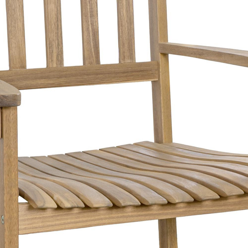 Slat-Back 350-Lbs Support Acacia Wood Outdoor Rocking Chair
