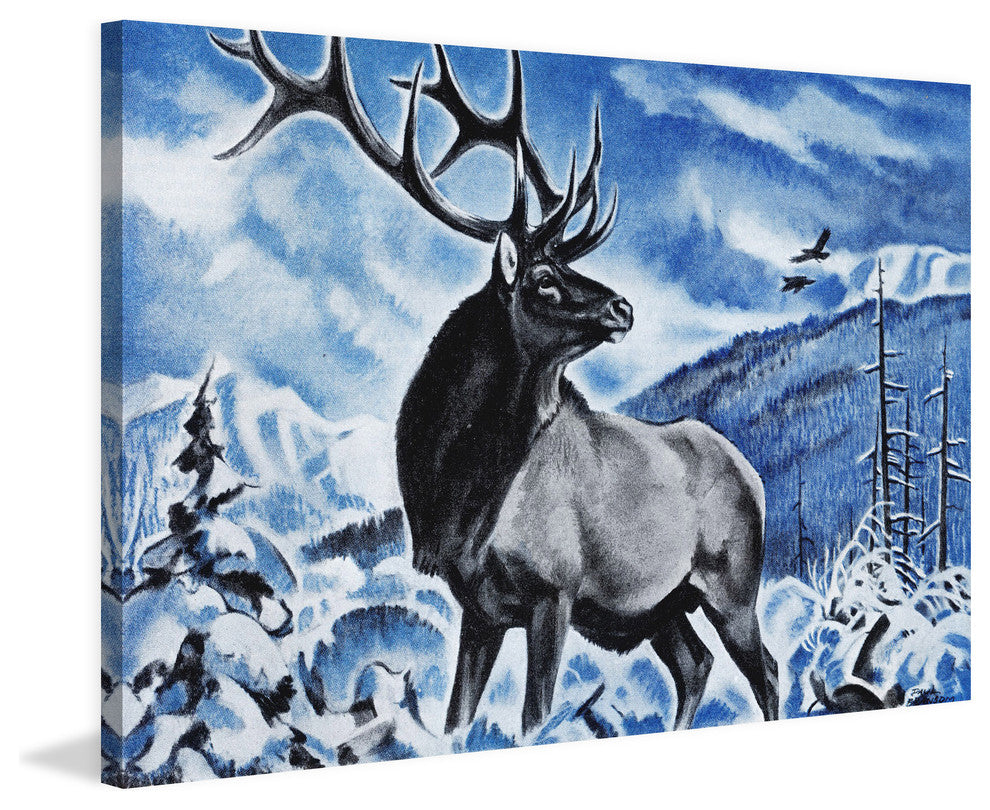 "The Last Elk" Painting Print on Wrapped Canvas