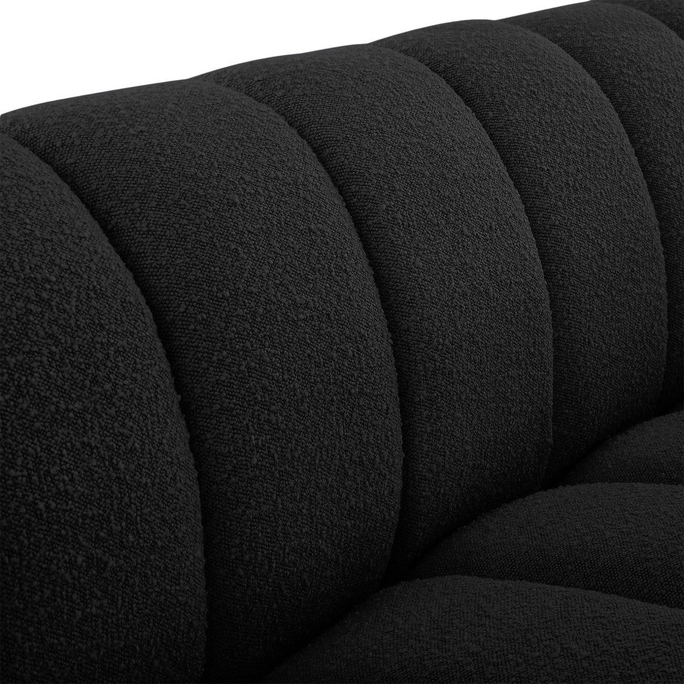Elijah Boucle Fabric Upholstered Loveseat, Black