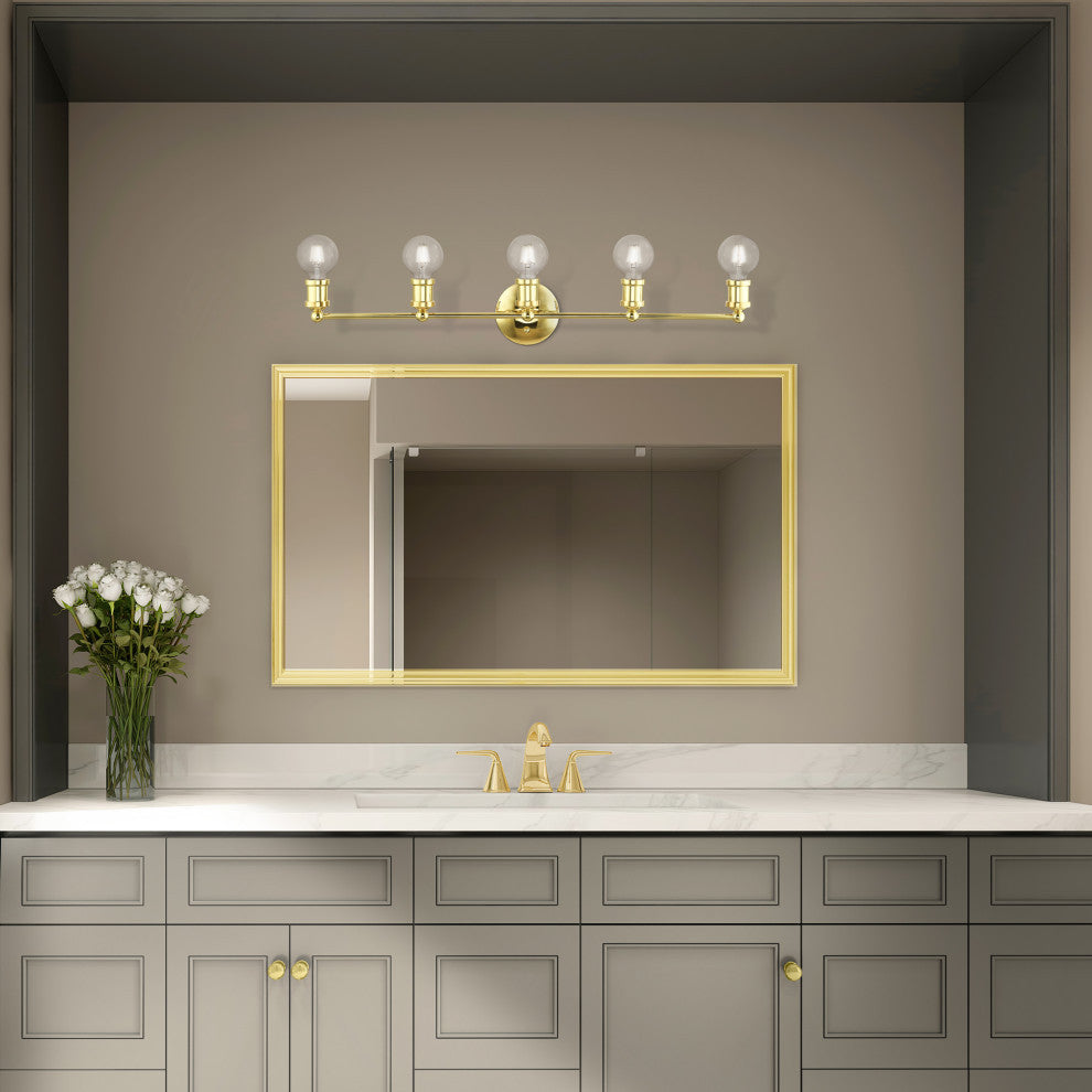 Lansdale 5 Light Polished Brass ADA Large Vanity Sconce