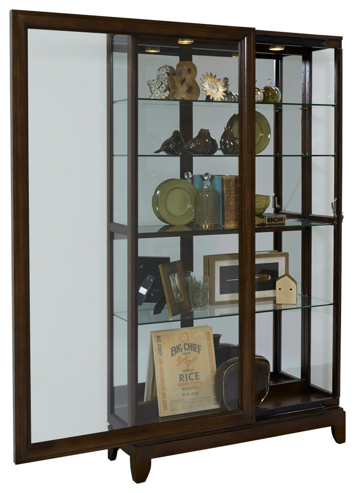 Sliding Door 5 Shelf Curio Cabinet in Deep Brown by Pulaski Furniture