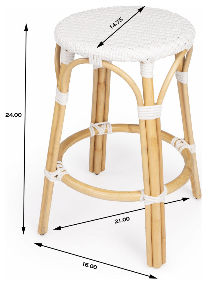 White Rattan Counter Stool