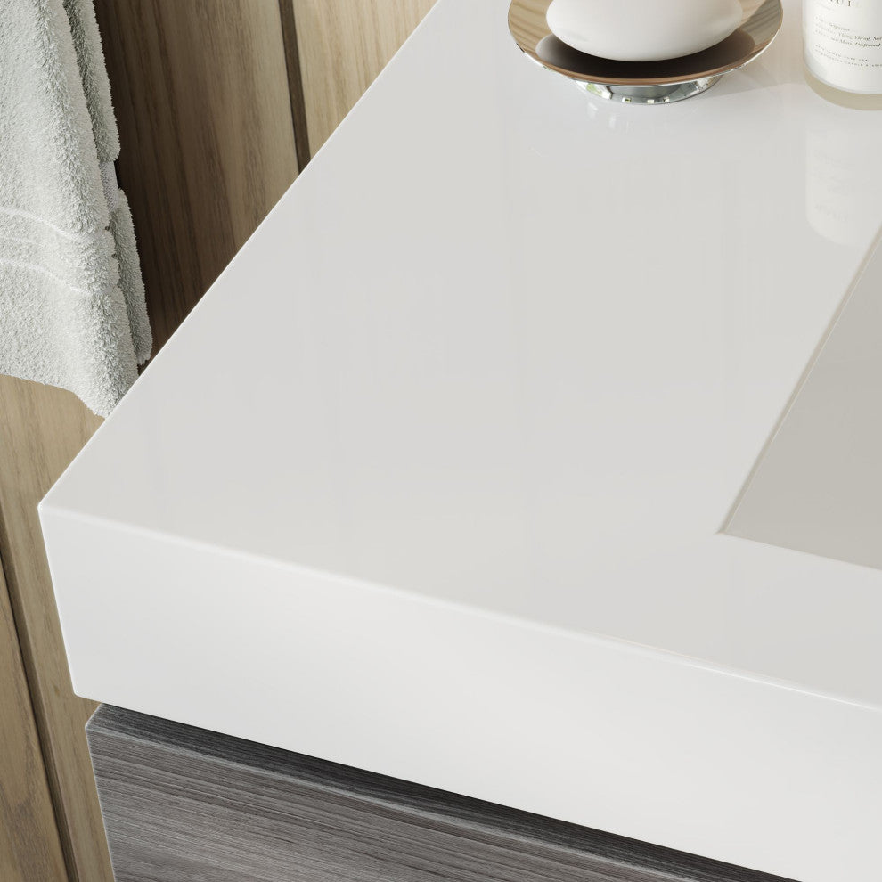 Boutique Bath Vanity, Vulcan Ash Gray, 40", Single Sink, Wall Mount