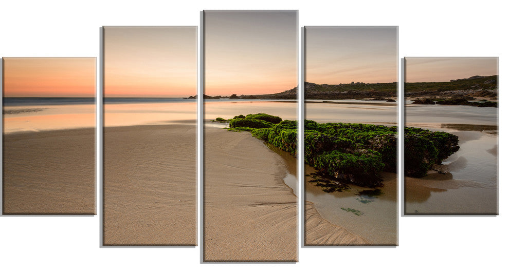 "Beach at Sunset in Spain" Seashore Photography Canvas Print, 5 Panels, 60"x32"