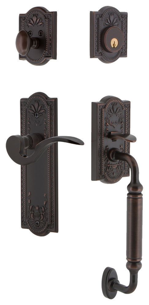 Meadows Plate C Grip Entry Set Manor Lever, Timeless Bronze, 2-3/4", Right
