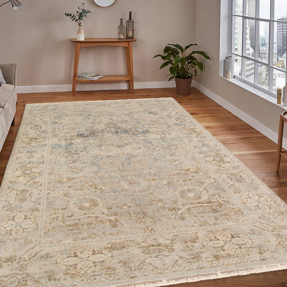 Vintage Oletha Area Rug, Blue, 9' x 12', Bordered