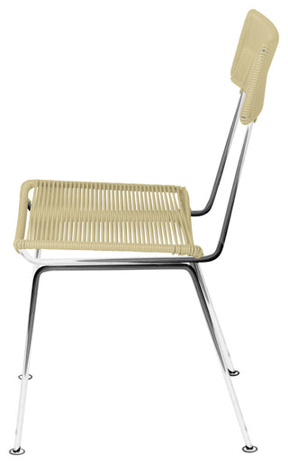 Hapi Indoor/Outdoor Handmade Dining Chair, Ivory on Chrome