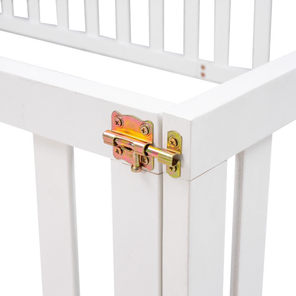 TATEUS Stylish and Versatile Floor Bed for Kids"™Bedroom Fences, White, Full