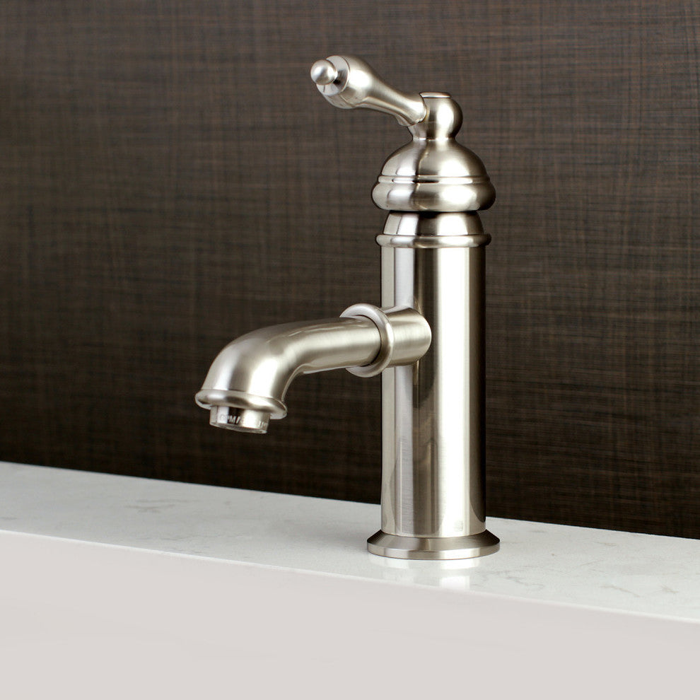 Single-Handle Bathroom Faucet, Brass Pop-Up, Brushed Nickel