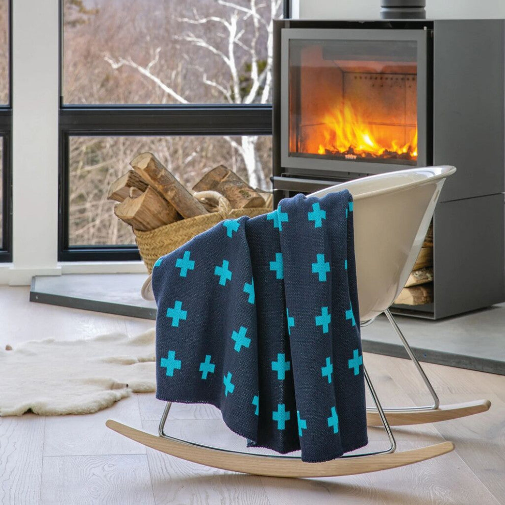 In2green Scattered Cross Eco Throw by Kelly Harris Smith, Blue