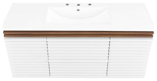 Render 48" Wall-Mount Bathroom Vanity, White Walnut White