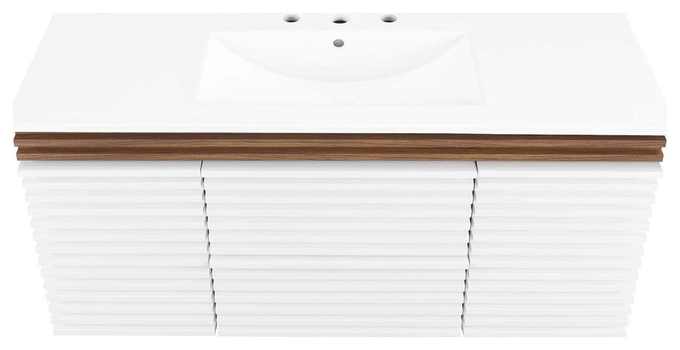 Render 48" Wall-Mount Bathroom Vanity, White Walnut White