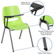 Ergonomic Shell Chair With Right Handed Flip-Up Tablet Arm, Green/Right