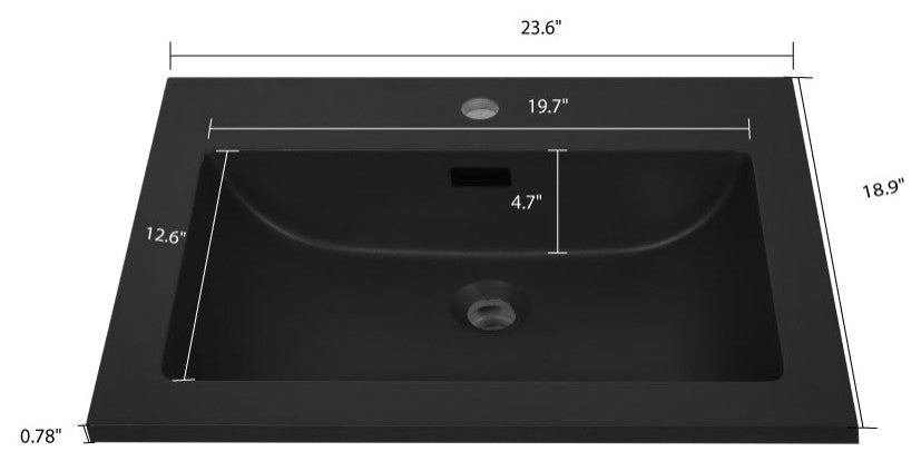 24" Solid Surface Resin Streamline K-2031-24 Vanity Top